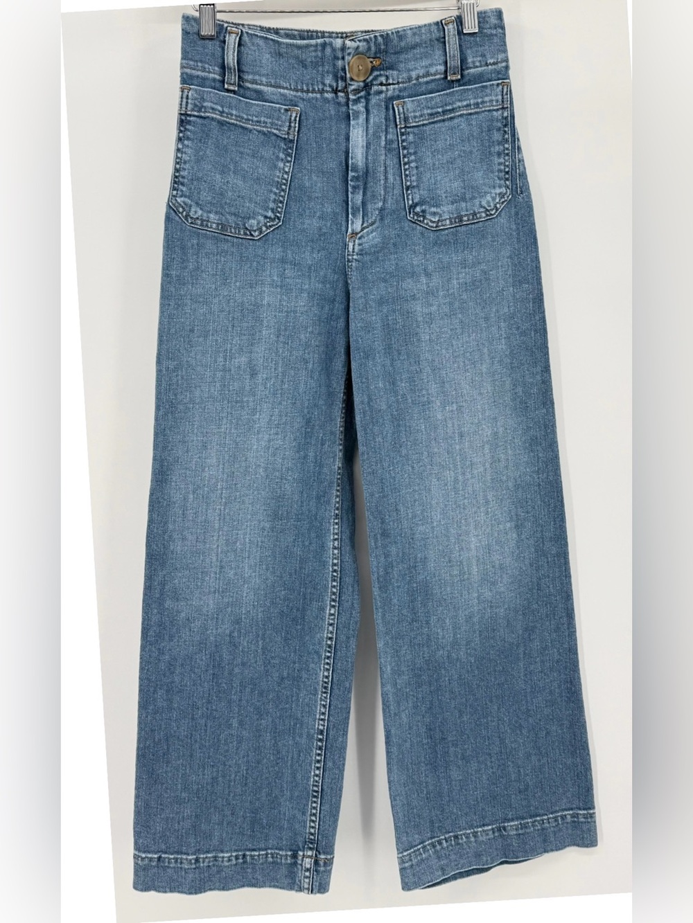 Maeve Anthropologie The Colette High-Rise Wide-Leg Crop Jeans Size 26 Blue Wash